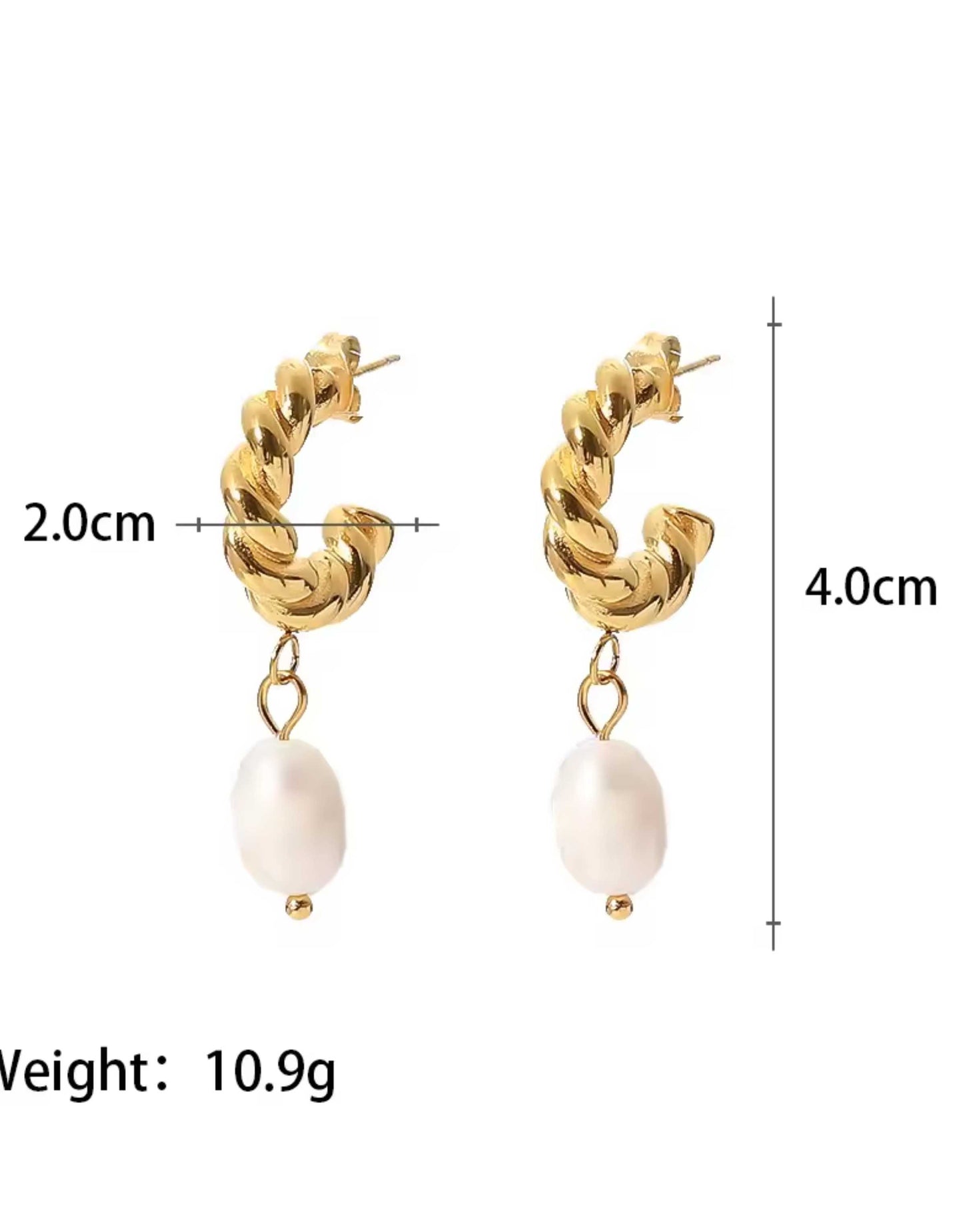 Sophia Pearl Drop Hoop Earrings, Gold