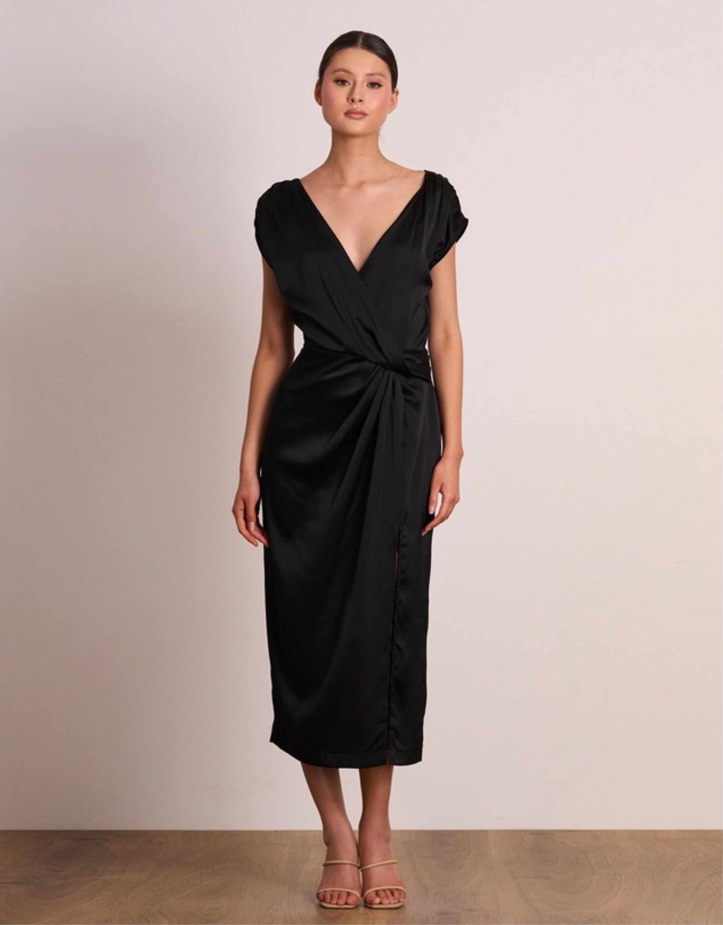 Pasduchas - Luminous Wrap Midi Dress, Black