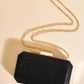 Opal Rectangle Structured Clutch, Black/Gold