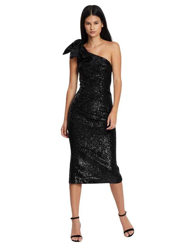 By Johnny - Astrid Shine Tied-Up Midi Dress